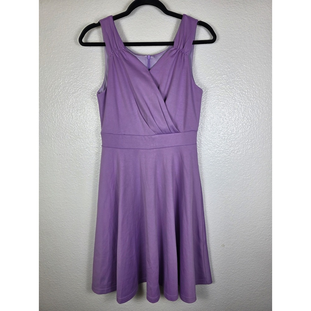 Grace Karin Women Purple Sleeveless Wrap V-Neck Skater Dress NWT Size Small
